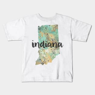 indiana - calligraphy and abstract state outline Kids T-Shirt